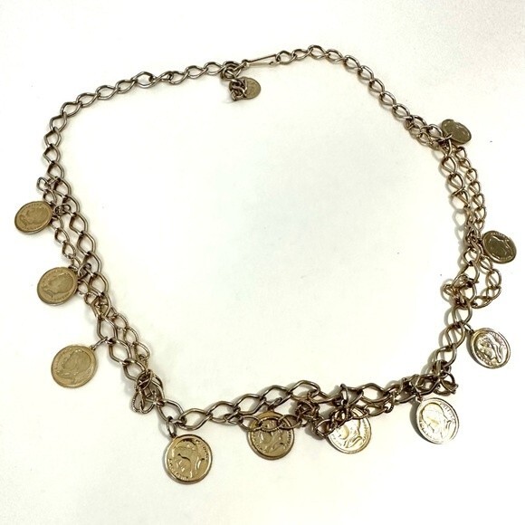 Gold Coin Vintage Chain Link Belt One Size - Picture 2 of 7